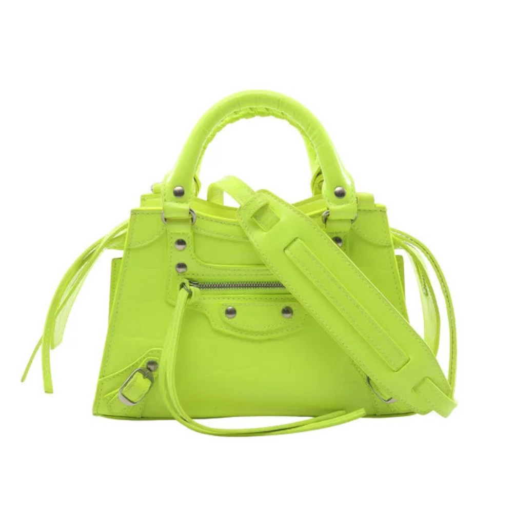 Balenciaga Neo City Neon Handbag Leather Yellow Tone